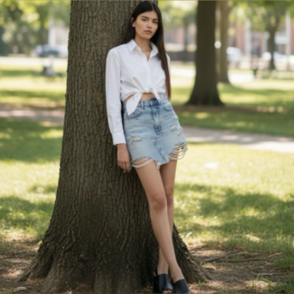 ZARA THE MINI SKIRT PASADENA BLUE SIZE MEDIUM